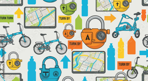 Collection of Bicycle Security Icons and Symbols.