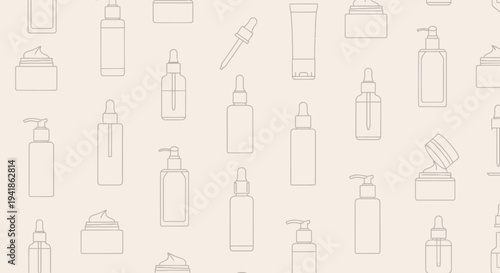 Collection of Cosmetic Bottles and Containers.