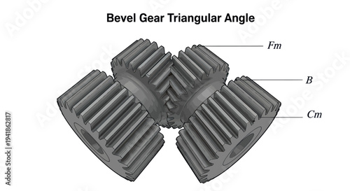 Bevel Gear Triangular Angle Mechanical Component.
