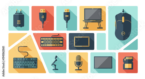 Collection of Computer Peripherals and Accessories.