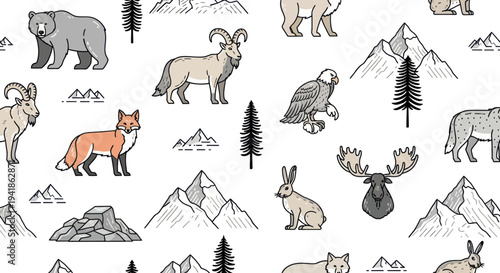 Wildlife Animals Pattern Illustration Design Elements.