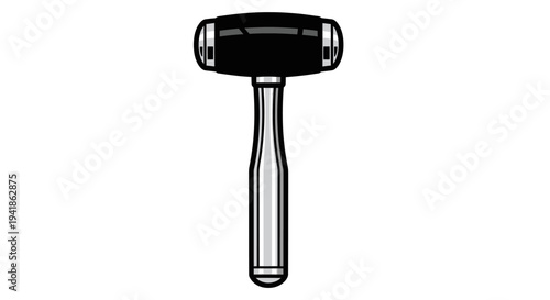 Black Rubber Mallet with Wooden Handle.