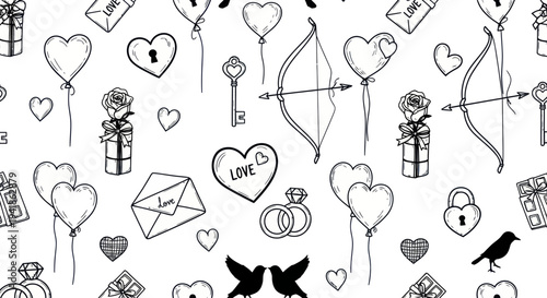 Valentines Day Icons Heart Love Symbols.