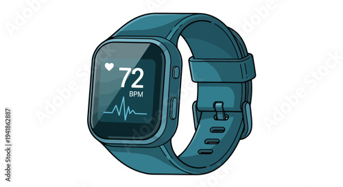 Smartwatch with Heart Rate Monitor Display.