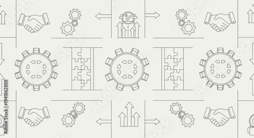 Business process management gears flowchart.