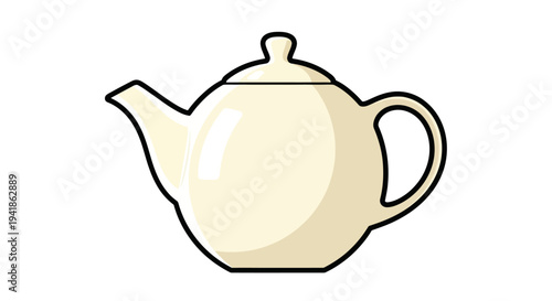 Simple Teapot Illustration with Cream Color.