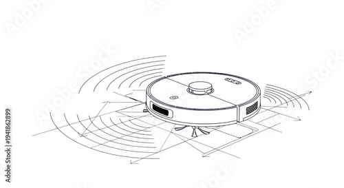 Robot Vacuum Cleaner Moving on Floor.