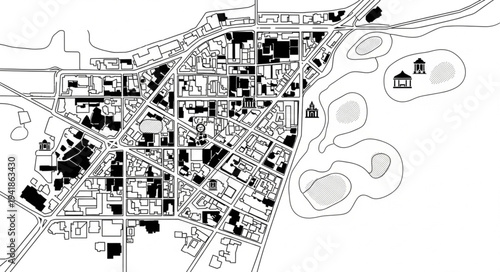 Detailed City Plan Depicting Urban Layout and Infrastructure.