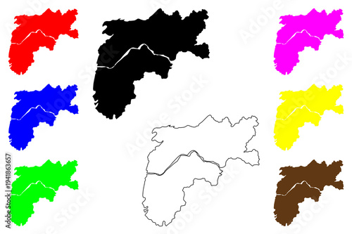 Toufen city (Republic of China, ROC, Taiwan) map vector illustration, scribble sketch Tofun map