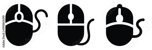 mouse silhouette icon set. Animals logos collection and isolated on White background