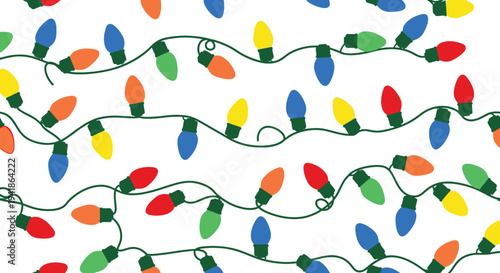 Colorful christmas lights string pattern