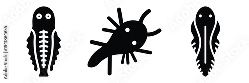 plankton silhouette icon set. Animals logos collection and isolated on White background