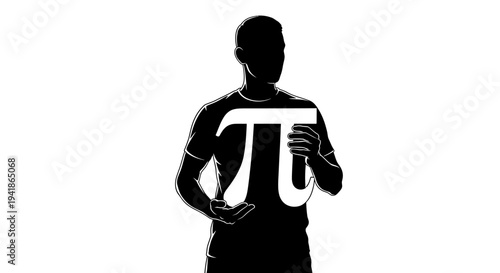 Vector silhouette of man holding pi symbol