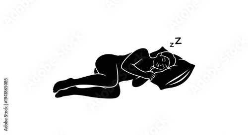 Vector illustration of a woman sleeping on a pillow