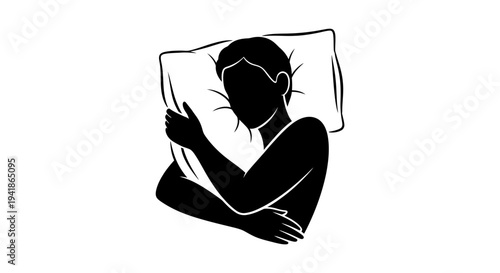 Vector illustration of a person sleeping on a pillow