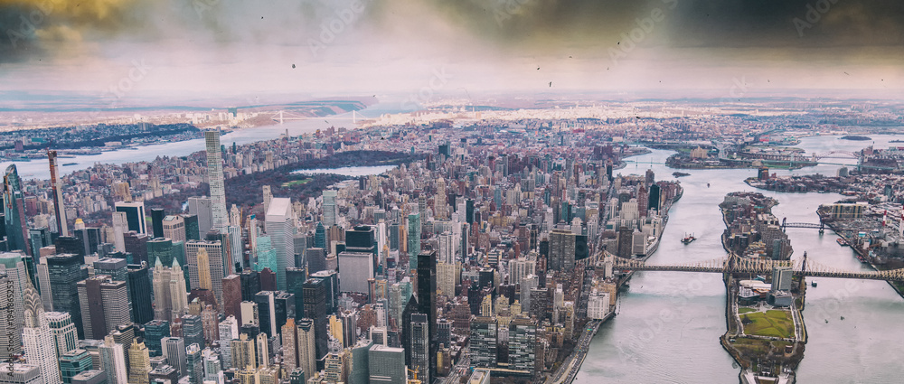 custom made wallpaper toronto digitalAerial view of Manhattan buildings and Roosevelt Island on the East River from helicopter