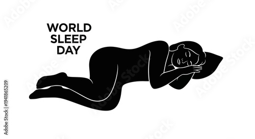Vector illustration of woman sleeping on book for World Sleep Day