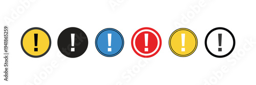 Set of round signs for caution, danger and warning. vector illustration.