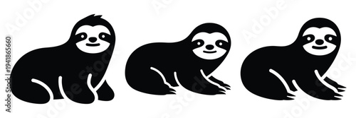 sloth silhouette icon set. Animals logos collection and isolated on White background