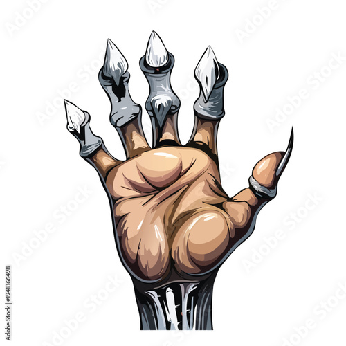 Stylized illustration of a hand with sharp claws