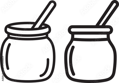 Jar with spoon icon silhouette for food