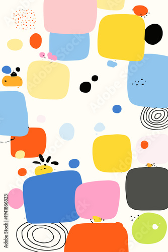 Asymmetric Geometric Grid in Muted Tones for Swiss Design Poster