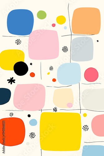 Asymmetric Geometric Grid in Muted Tones for Swiss Design Poster