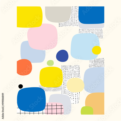 Asymmetric Geometric Grid in Muted Tones for Swiss Design Poster