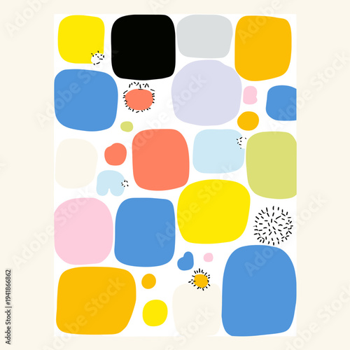 Asymmetric Geometric Grid in Muted Tones for Swiss Design Poster