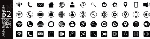 Contact icon set. Web icon set. Website set icon vector
Contact and social media icons set. Contact, mail, phone, web, home, address icon collection. Vector
Web icons , call, location, globe,
