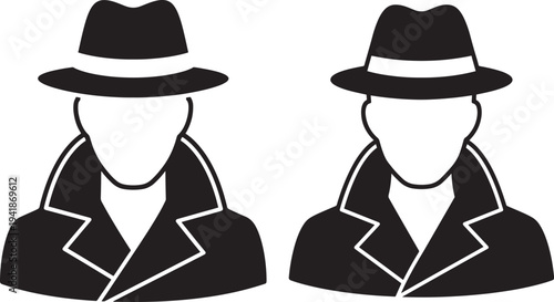 Two detective silhouette icons on white background graphic