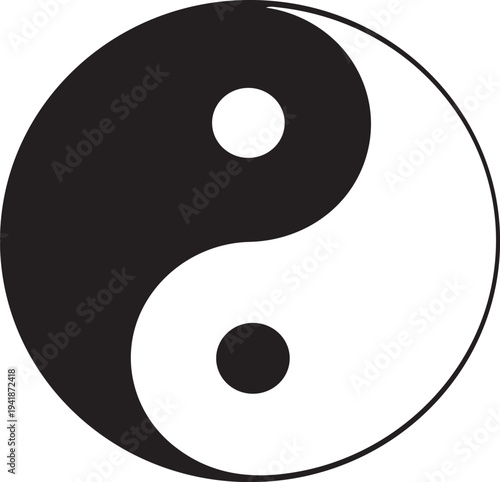 Yin yang symbol representing balance and harmony in black and white