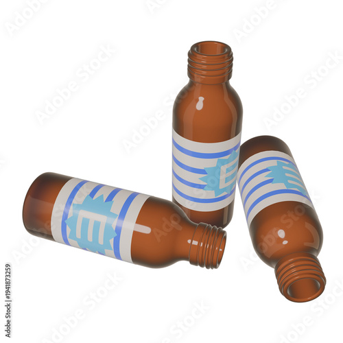 医薬部外品のイラスト素材　栄養ドリンク　三本の空き瓶（1_1）