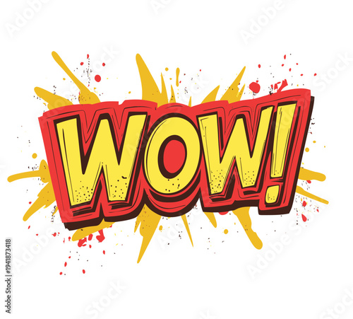 In EPS 10 format, a cartoon illustration that combines modern brightness with retro pop art flair is showcased, complete with 'Comic lettering wow' and accompanying comic text sound effects