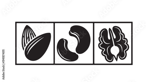 Black and White Cashew Nuts Illustrations