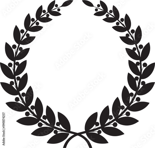 Laurel wreath circular border silhouette illustration vector graphic