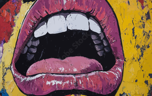 This cartoon modern illustration features a beautiful girl or young woman screaming, created in a pop art retro comic style