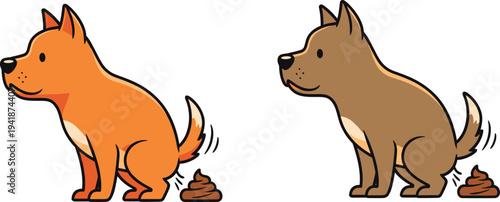 Cute Cartoon Dogs with Poop for Fun, Pet, and Animal Illustration Designs