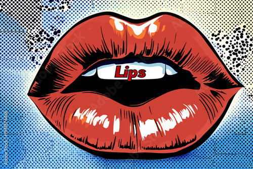 Pop art style illustration of a sexy woman's mouth and splash expression