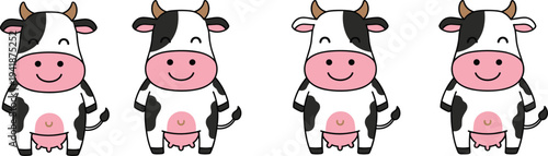 Playful Cartoon Cow Vector Illustration with Milk Cartons and Droplets Depicting Dairy Farming, Milk Production, Agriculture, and Food Industry Concepts for Educational and Commercial Design Projects