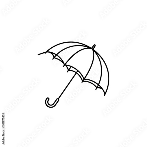 Simple Line Art Illustration of an Umbrella.