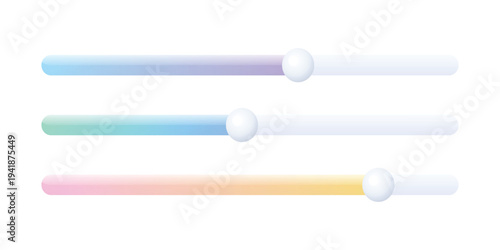A colorful graphic design featuring three gradient sliders on a white background