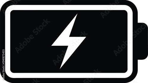 Horizontal battery icon with lightning bolt, indicating power charge
