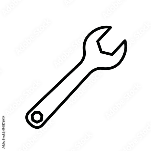 Simple line drawing of a wrench tool.