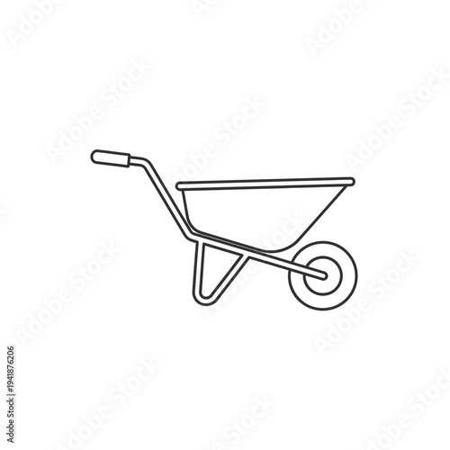 Simple line drawing of a wheelbarrow illustration.