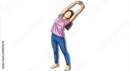 A woman stretching her arms up in a yoga pose