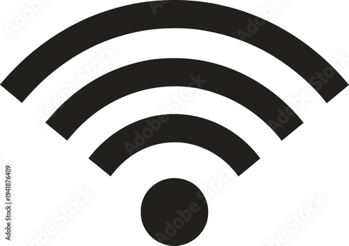 Wifi symbol with radiating arcs and central dot representing wireless signal