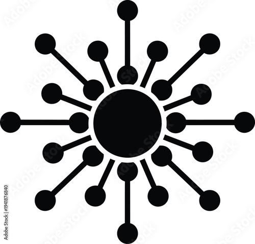 Abstract circular network icon representing data distribution points