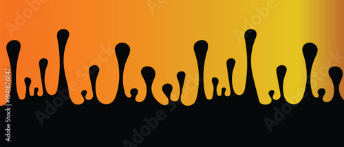 Dripping liquid on background, Vector illustration on transparent background. The flowing black liquid. Dripping paint drips background. 