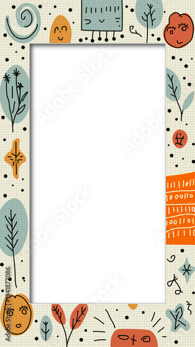 Hand-drawn doodle frame on a mesh background